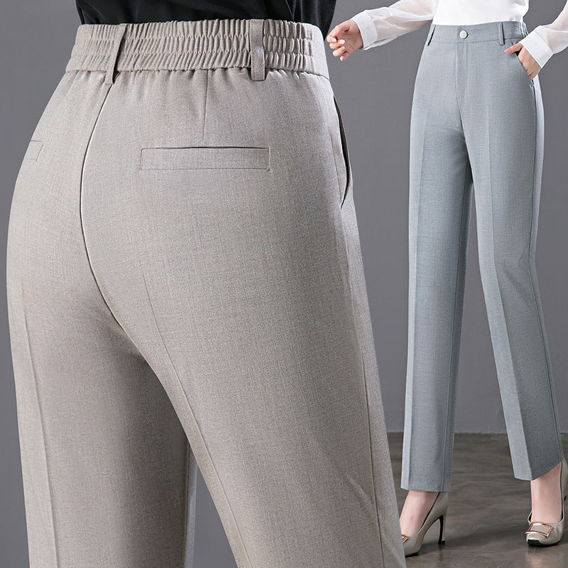 Pantalones casuales holgados de cintura alta y pierna recta para mujer