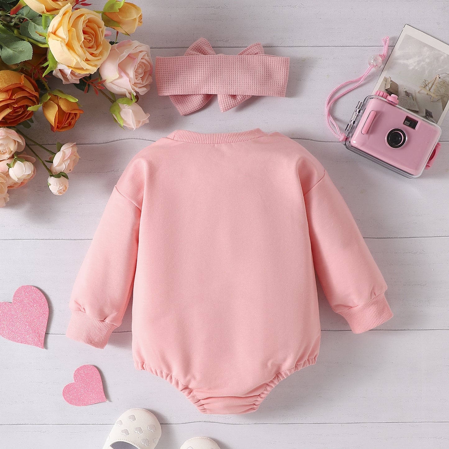Baby Valentine's Day Pink Letters Jumpsuit Romper