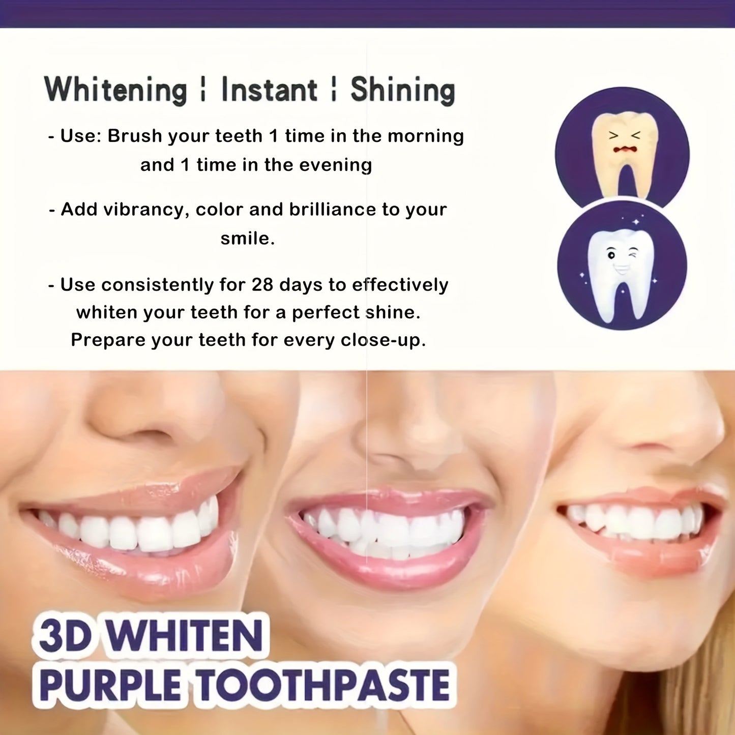 Purple Toothpaste Whitening Agent Deep Cleaning