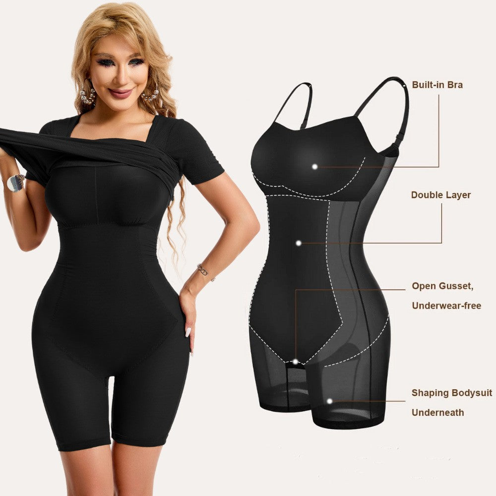European And American Rib Slim Body Shaping Dress With Chest Pad