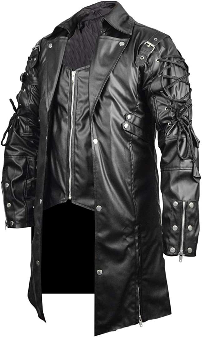 Plus Size Halloween Medieval Costume Punk Goth Style Leather Coat