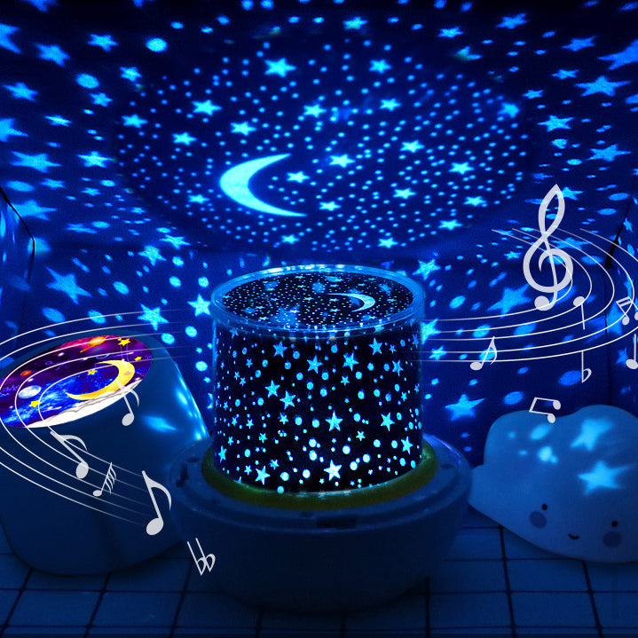 Bluetooth Rotating Star Projection Light Bedroom Full of Stars Atmosphere Night Light Creative Children's Birthday Star Light
