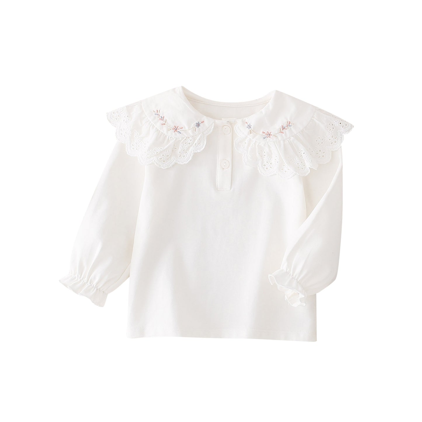 Baby Embroidered Lace Collar Bottoming Shirt White Shirt Versatile