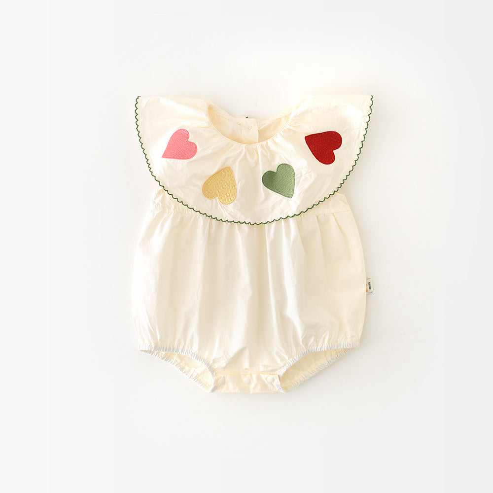 Girls' Sweet Loving Heart Lace One-piece Onesie