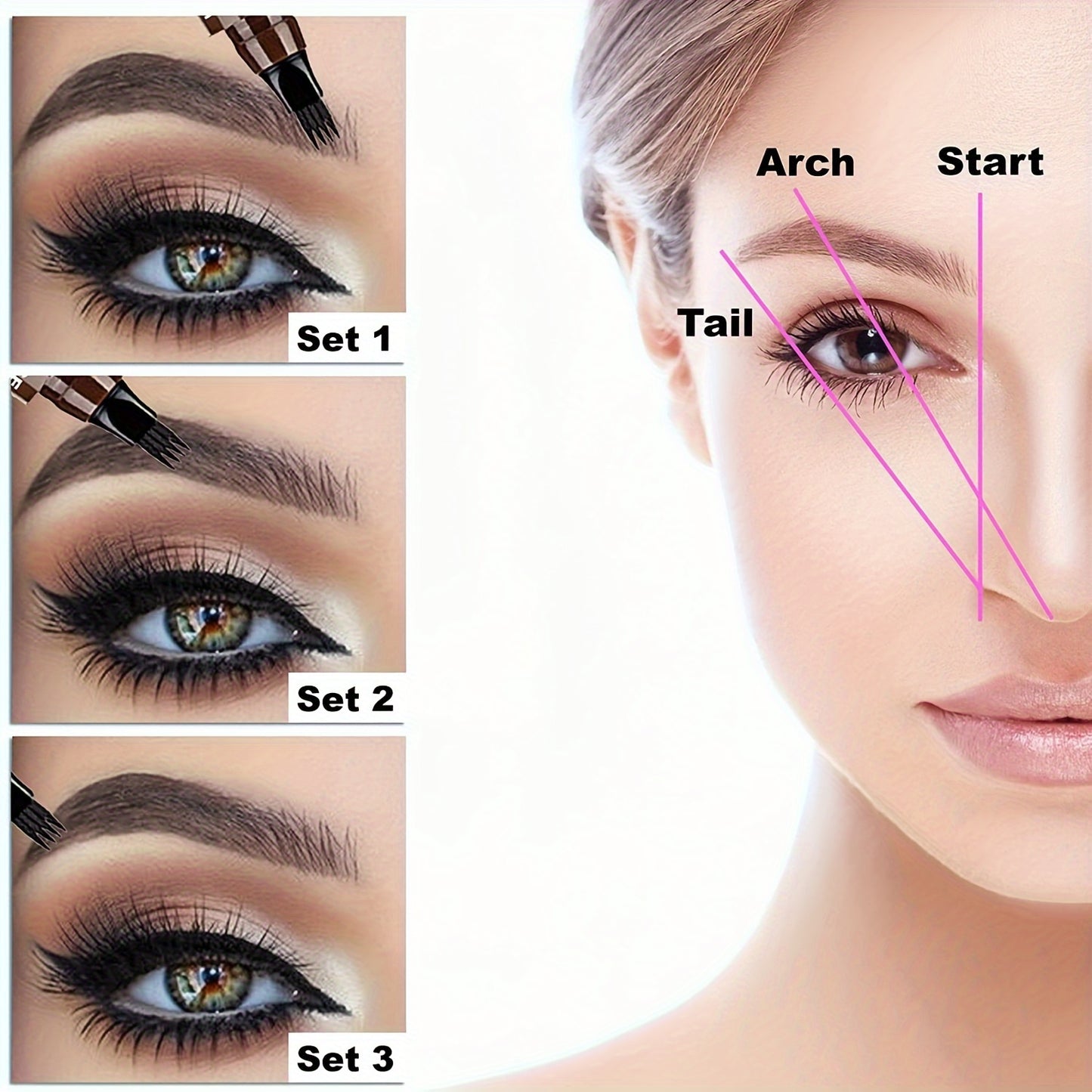 Ultra Slim 4 Split Head Eyebrow Pencil , Waterproof, Smudge Proof Natural Three-dimensional Eyebrow Pencil, Simulated Natural Eyebrow Look, Clumping Free Colorfast Christmas Gifts