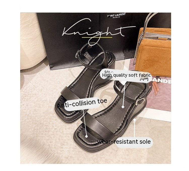 Plateau Keilsandalen Damenschuhe Quadratische Zehenpartie Offene Zehenpartie