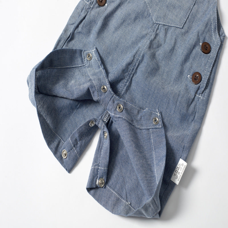 Baby BoysStrap Pants Jumpsuit Hat Three-piece Clothes