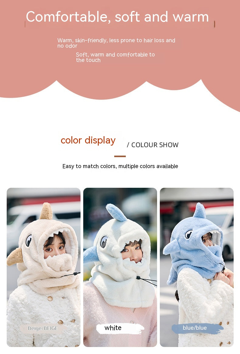 Ski Headgear Ear Protection Face Sleeve Cap Warm Veneer Cartoon Shape Shark Helmet Hat