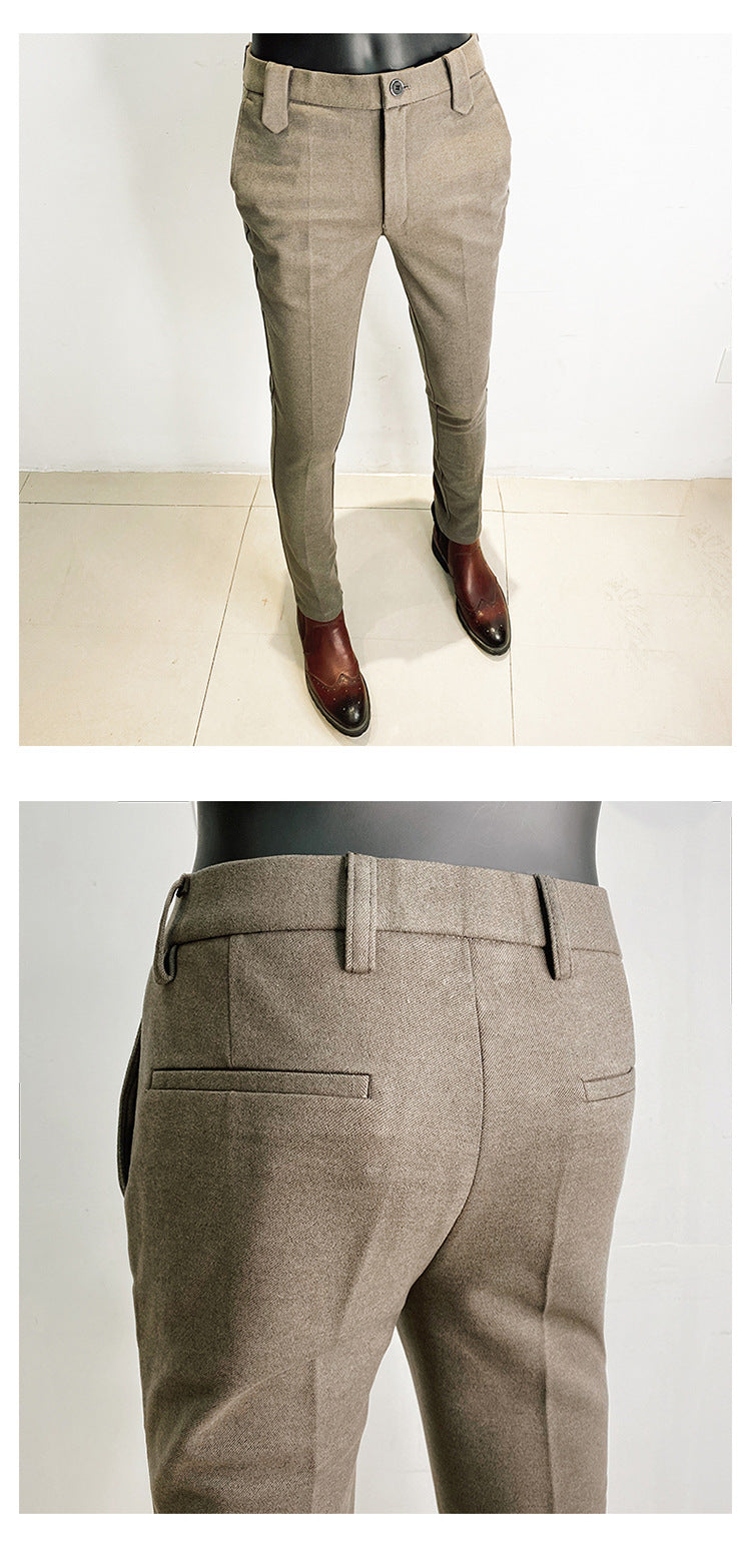 Youth Business Fashion Solid Color Simple Pencil Pants Suit Pants
