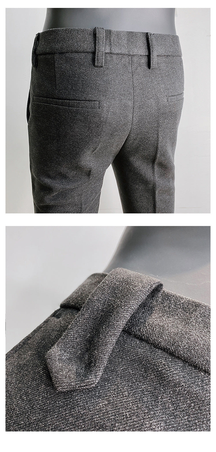 Youth Business Fashion Solid Color Simple Pencil Pants Suit Pants