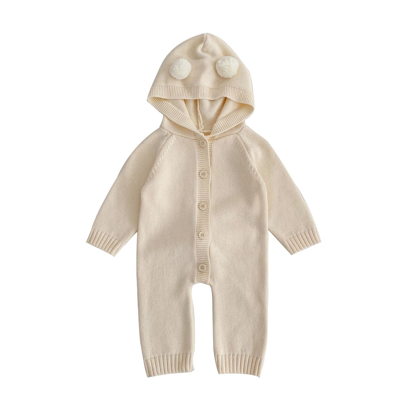 Baby Knitted Wool Ball Spring Newborn Solid Color Jumpsuit
