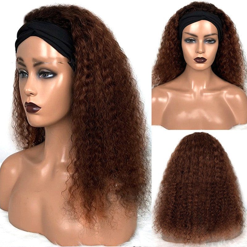 Pelucas de cabello humano con rizos Jerry y diadema