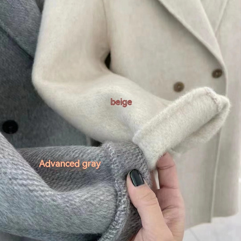 Women's Simple All-match Baby Camel Velvet Double-sided Wool Overcoat