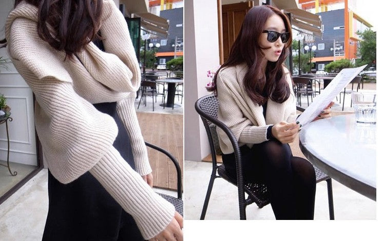 Autumn And Winter Women's Knitted Wool Scarf Shawl With Sleeves