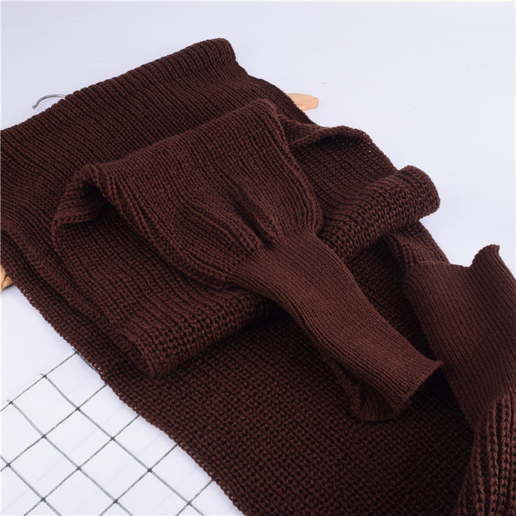 Autumn And Winter Women's Knitted Wool Scarf Shawl With Sleeves