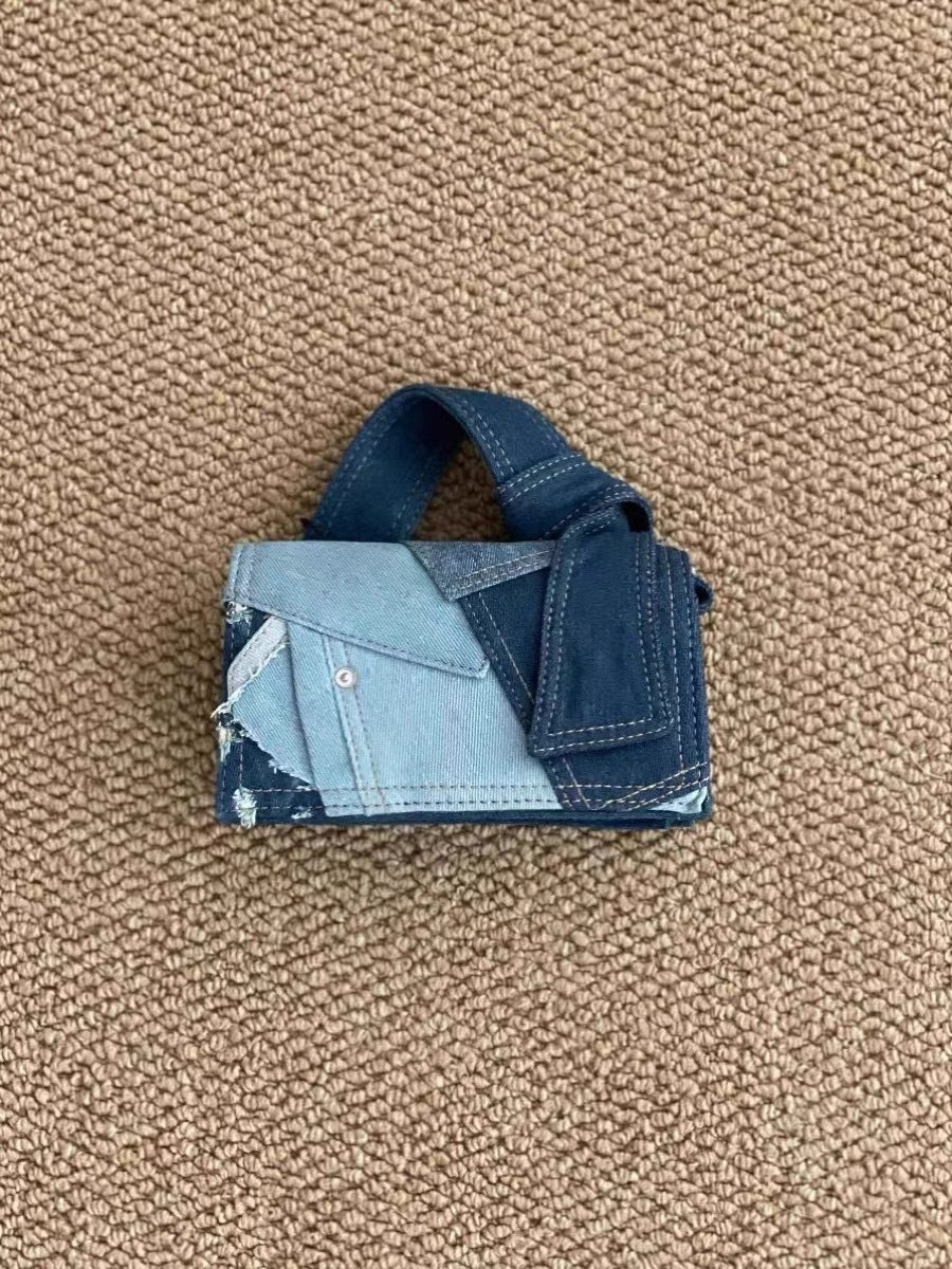 Bolso bandolera con costuras de jeans a juego para mujer