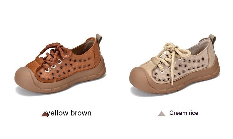 Flat Heel Retro Spring And Summer New Lace Up Casual Women's Shoes