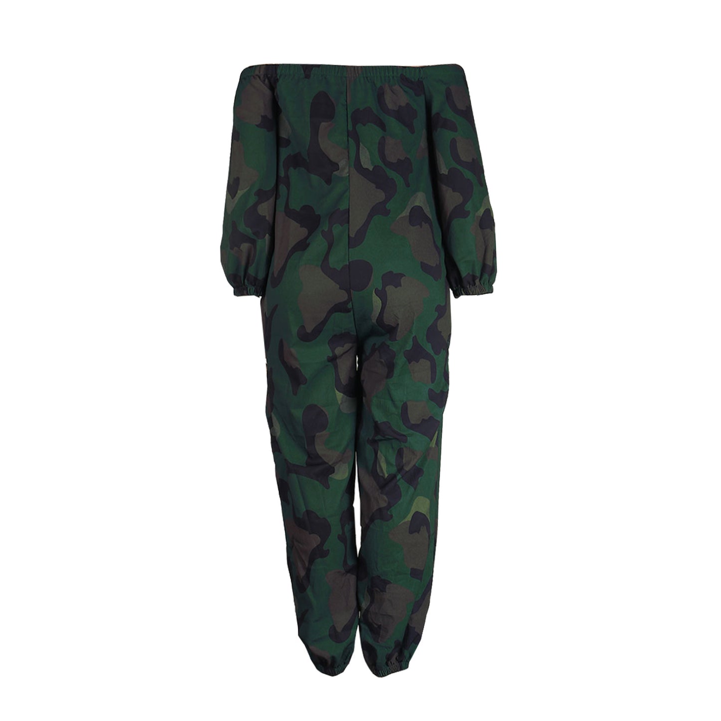 Sexy Slim Backless Crocheted Floral Print Plus Size Jumpsuit