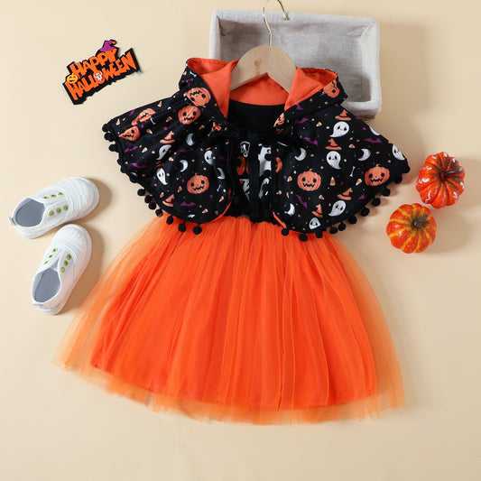 Halloween Skirt Suit Cloak Dress Two-piece Set