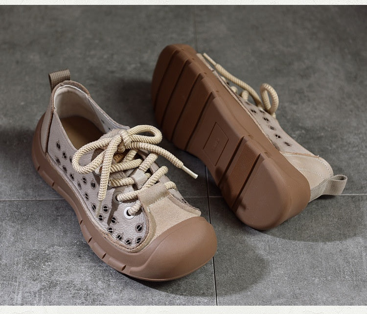Flat Heel Retro Spring And Summer New Lace Up Casual Women's Shoes