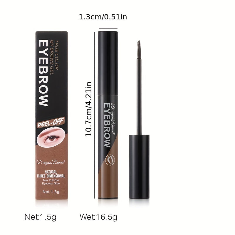 Waterproof Eyebrow Gel - Semi-Permanent Long Wear - Black Brown Tattoo Tint - Smudge-Proof, Sweatproof, Natural Look - All-Day Bold Definition - Easy Application, Tearing Off Cream