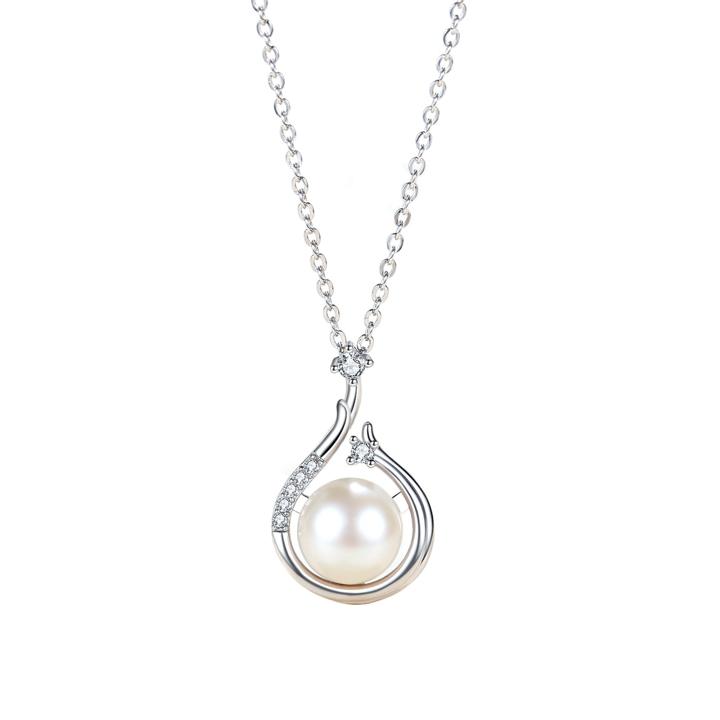 Süßwasserperlenkette Sterling Silber Vintage Volldiamant Schlüsselbeinkette