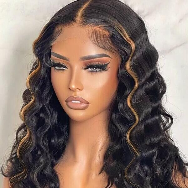 Chic Luxe Hair Glueless Highlight Wavy Lace Front Long Wig | 100% Human Hair | 210% Density