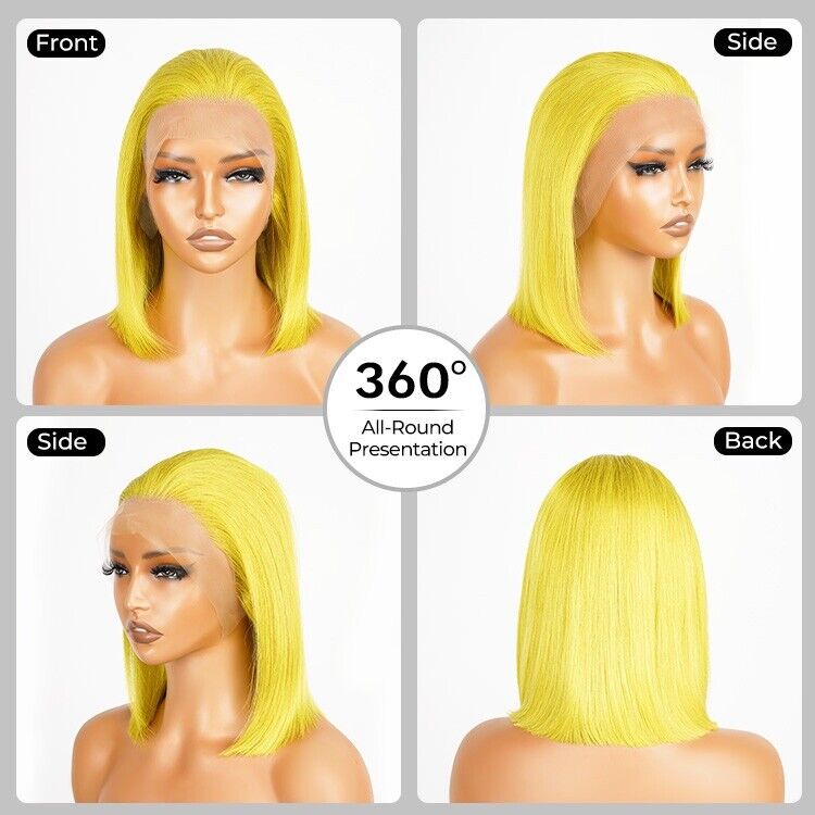 Glueless Ready To Wear Human Hair Wigs Lace Coloured #Neon Bob Wig