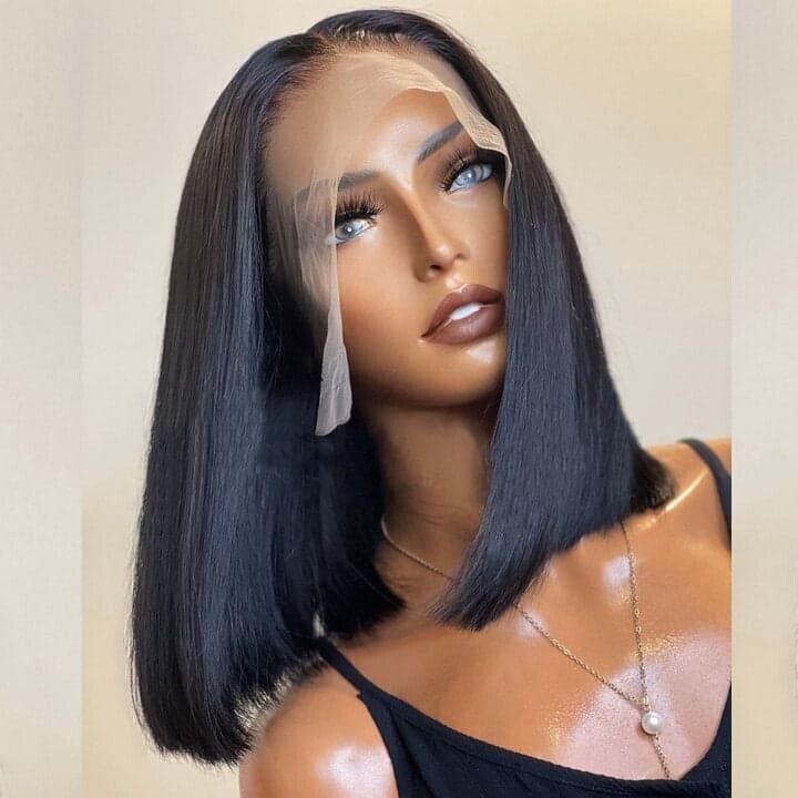 Chic Luxe Hair Straight Short Full Invisible Crystal Lace Front Wig | 100% Human Hair