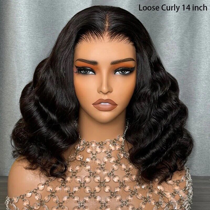 Full Glueless Wear & Go Curly Lace Front Short Human Hair Wig