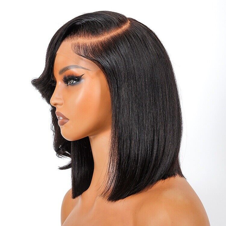 Vietnamese Human Hair Wigs Side Bang Layered Cut Wavy Bob Wig Glueless Women Wig