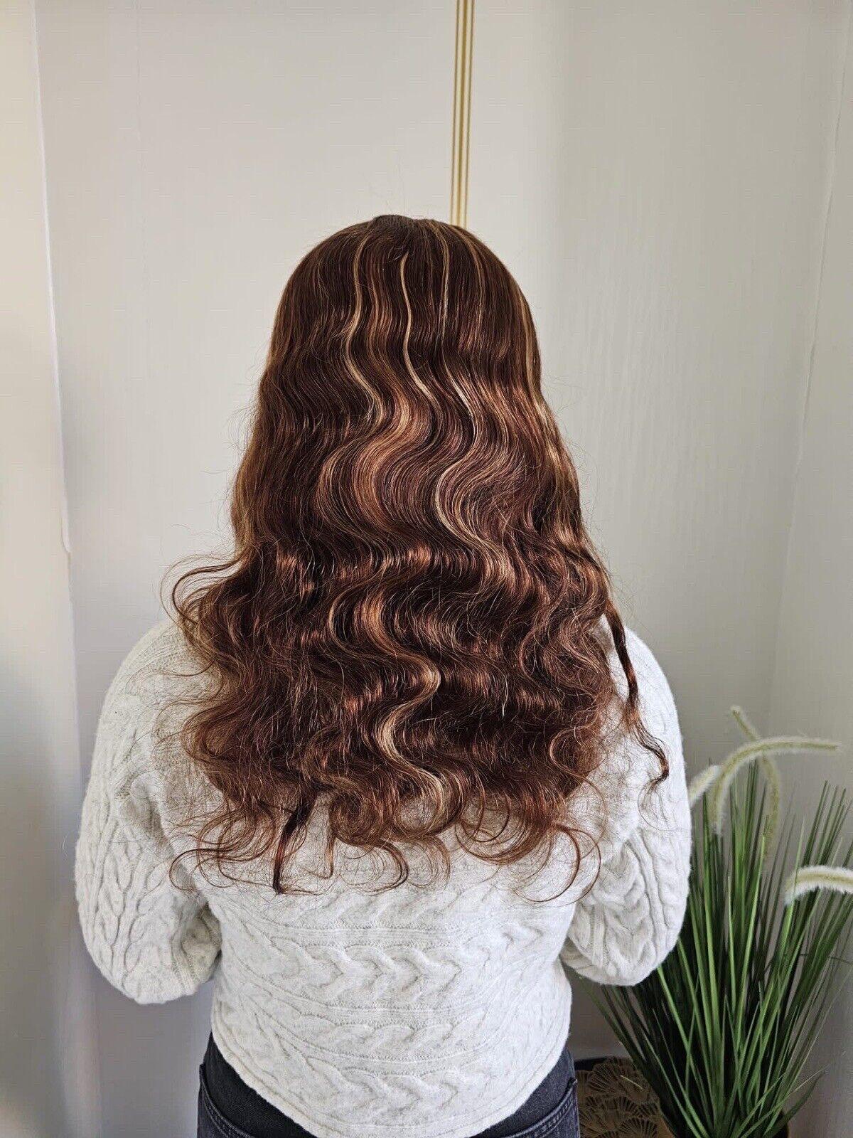Chic Luxe Hair Glueless Lace Front Highlights Wavy Long Wig | 100% Human Hair