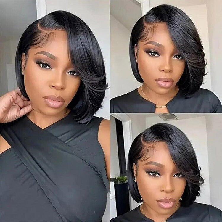Chic Luxe Hair Butterfly Layered Cut Short Bob Ready To Go Glueless Wig | 100% Human Hair