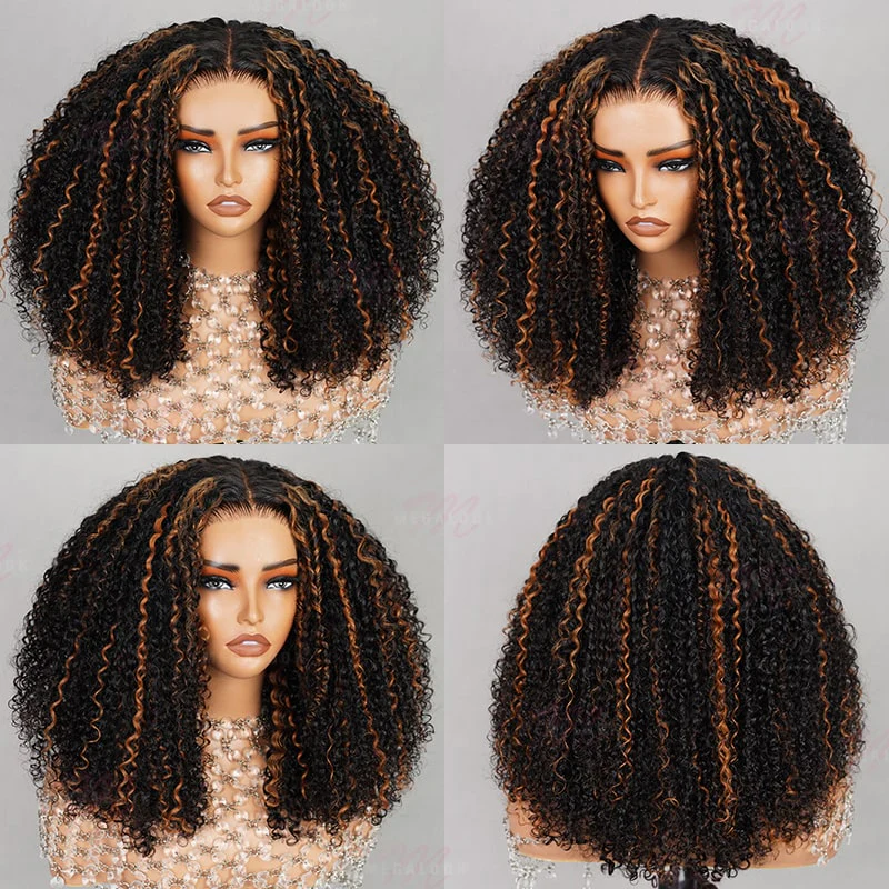 Full Glueless Wear & Go Kinky Curly Lace Front Wig Human Hair Wigs