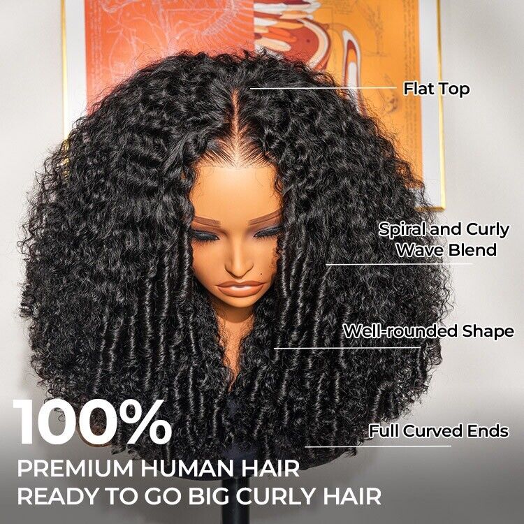 Chic Luxe Hair Big Spiral Curly Wig | Pre-Cut Lace | 100% Human Hair | 250% Density