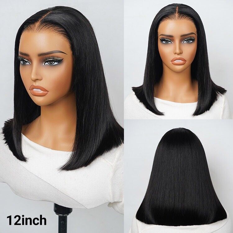 Glueless Pre Cut Lace Ready To Wear Straight Bob Human Hair Wig