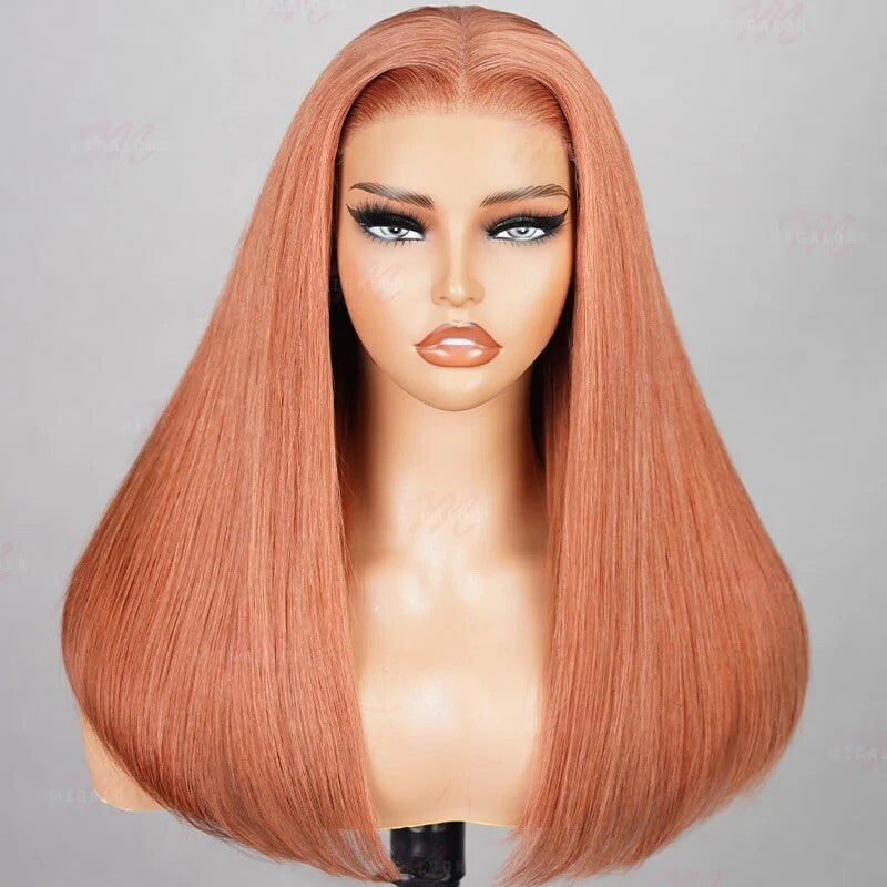 Chic Luxe Hair Glueless Lace Front Bone Straight Wear And Go Ginger Pink Wig | 100% Human Hair