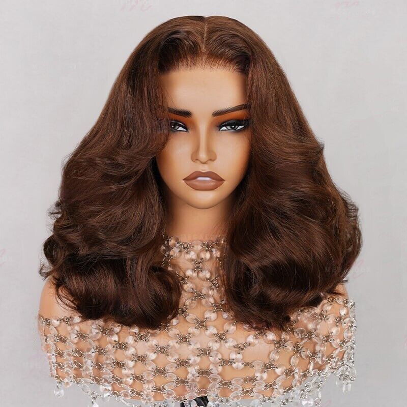 SDD Human Hair Wigs Full Wavy Glueless Wear Go Lace Front Short Wig