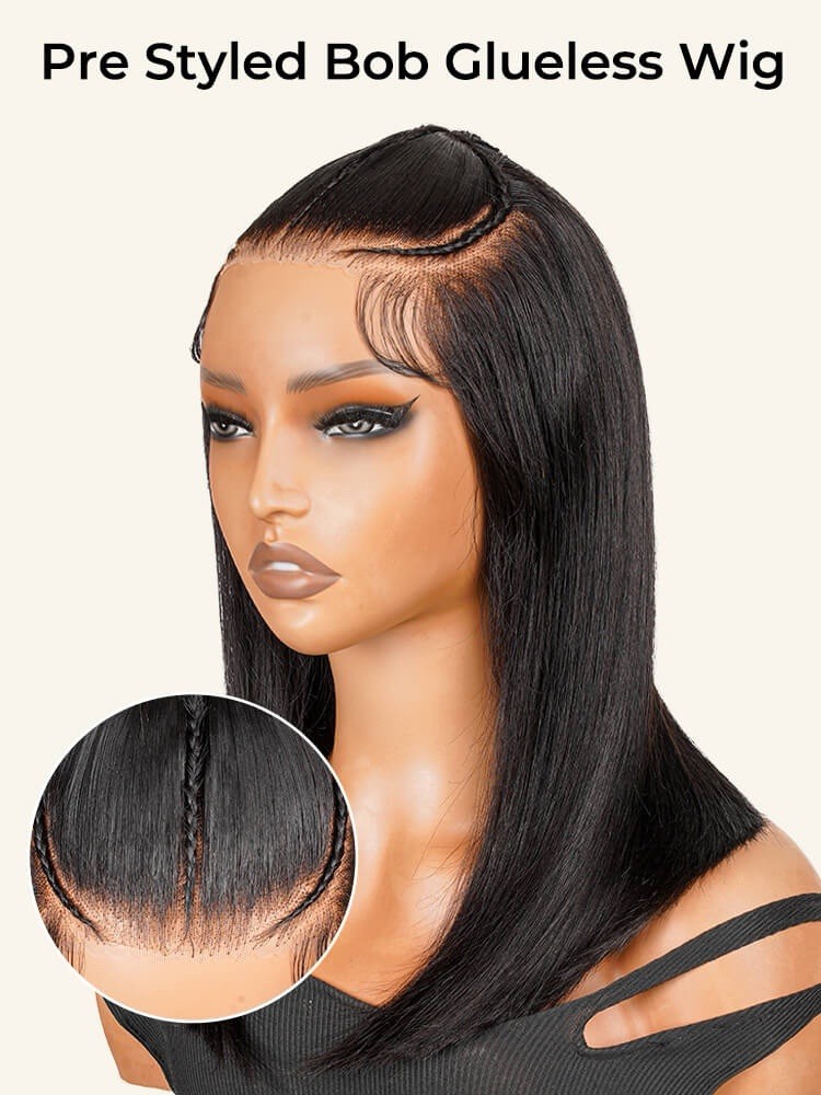 Chic Luxe Hair Glueless Pre-Styled Braided Ready To Wear Lace Front Bob Wig | 100% Human Hair