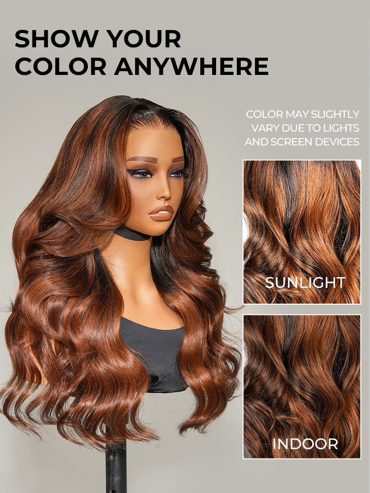 Chic Luxe Hair Original Caramel Balayage Highlight 13x4 Front Customized Wavy Wig | 100% Human Hair