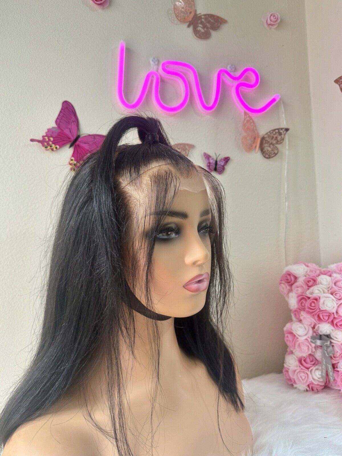 Human Hair Wigs Ready To Wear Pre Styled Glueless Lace Front Straight Bob Wig UK