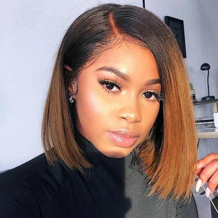 Chic Luxe Hair Ombré Short Bob Ready To Go Glueless Lace Front Wig | 100% Human Hair