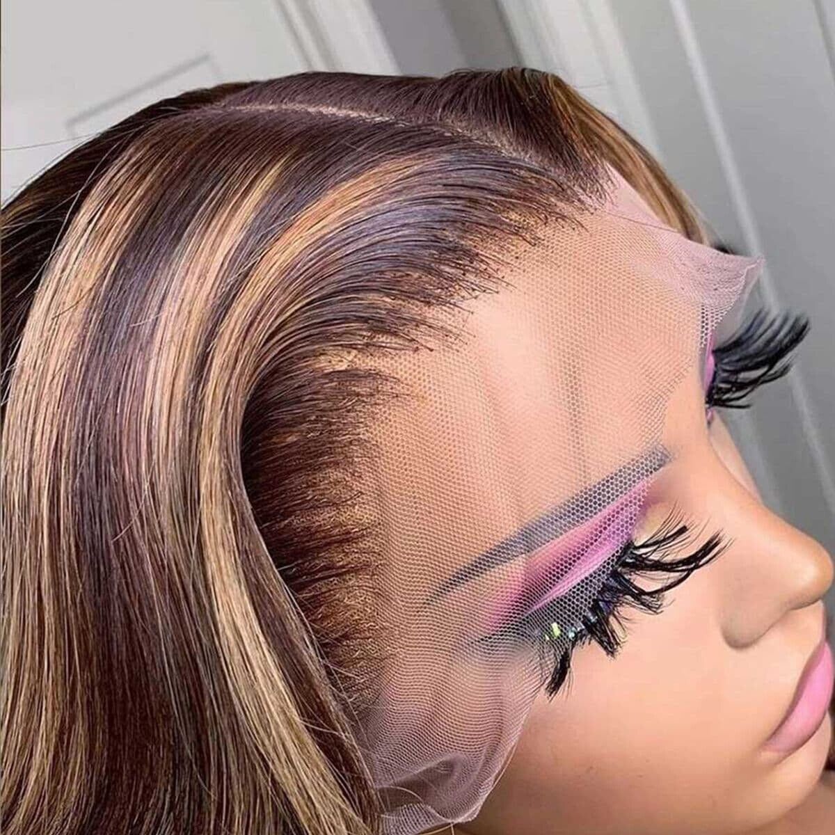 Human Hair Glueless Wavy Full Lace Front Long Highlight Wigs