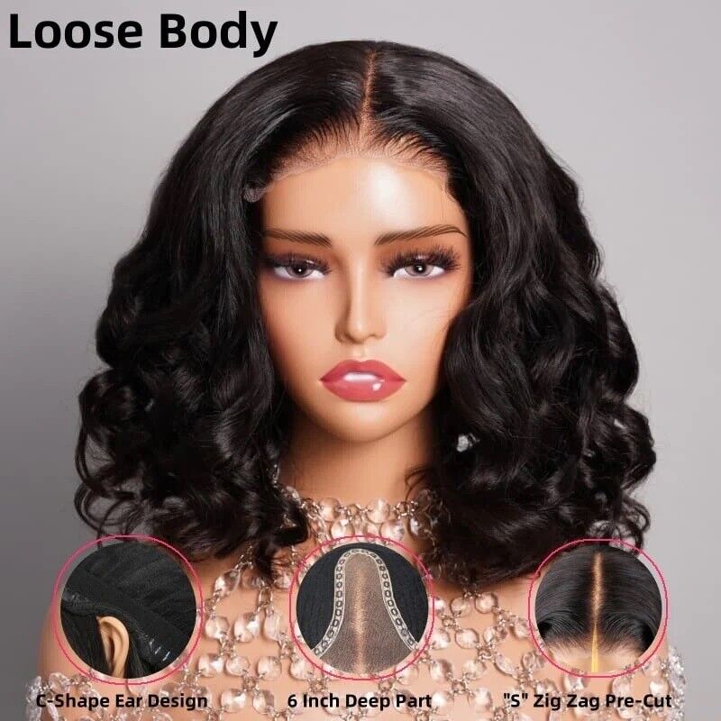 Chic Luxe Hair Wavy Bob Wig | Lace Front | Glueless | Short | 100% Human Hair