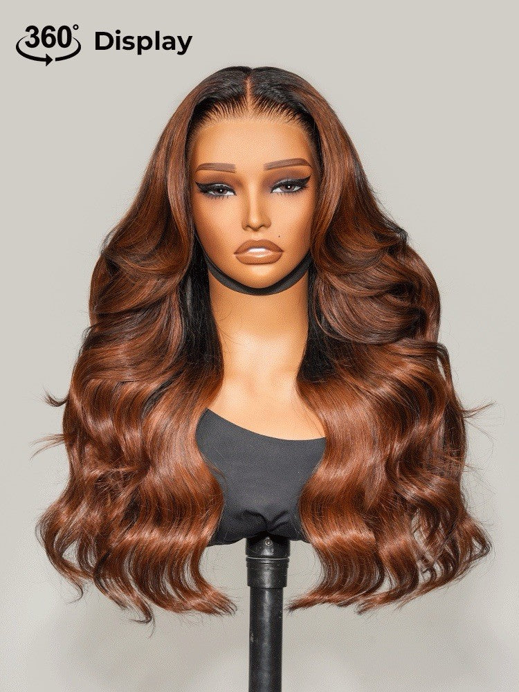Chic Luxe Hair Original Caramel Balayage Highlight 13x4 Front Customized Wavy Wig | 100% Human Hair
