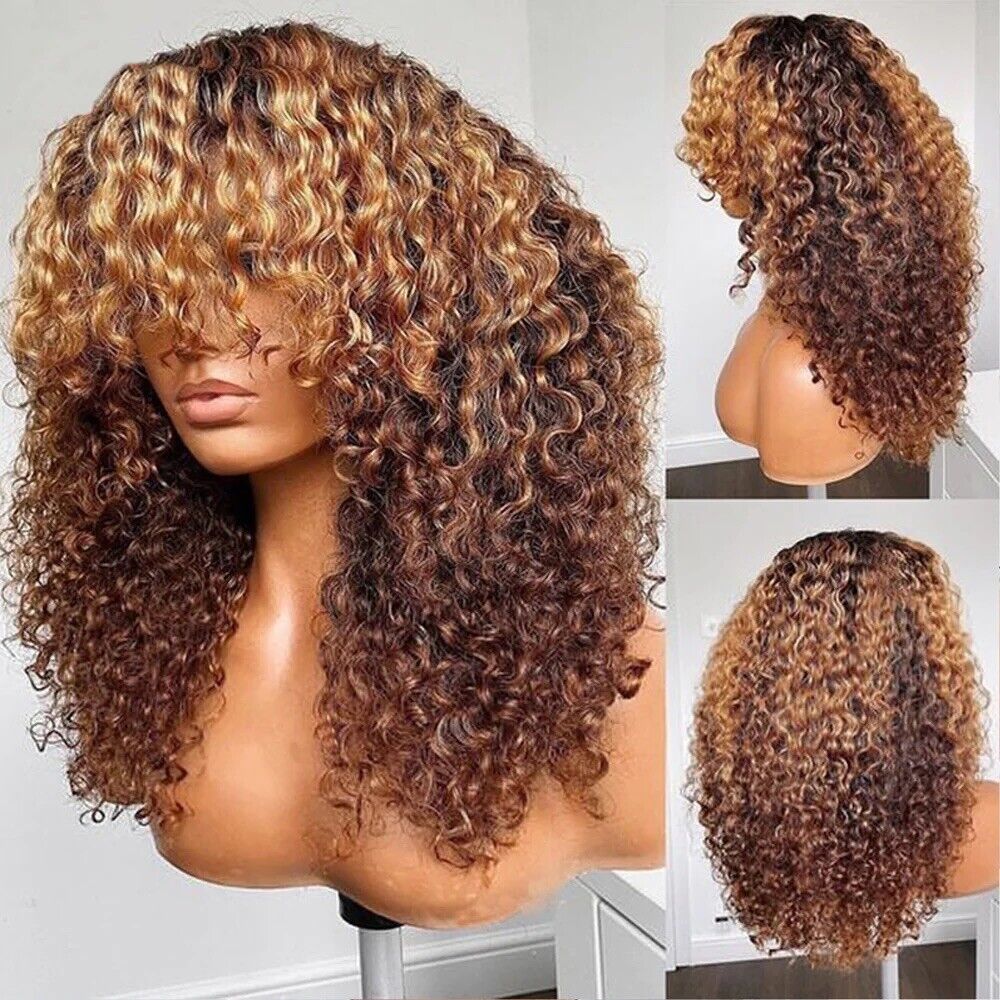 Chic Luxe Hair Glueless Curly Wig With Bangs | Short/Long | 100% Human Hair