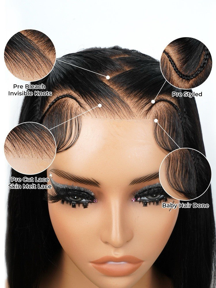 Chic Luxe Hair Glueless Pre-Styled Braided Ready To Wear Lace Front Bob Wig | 100% Human Hair