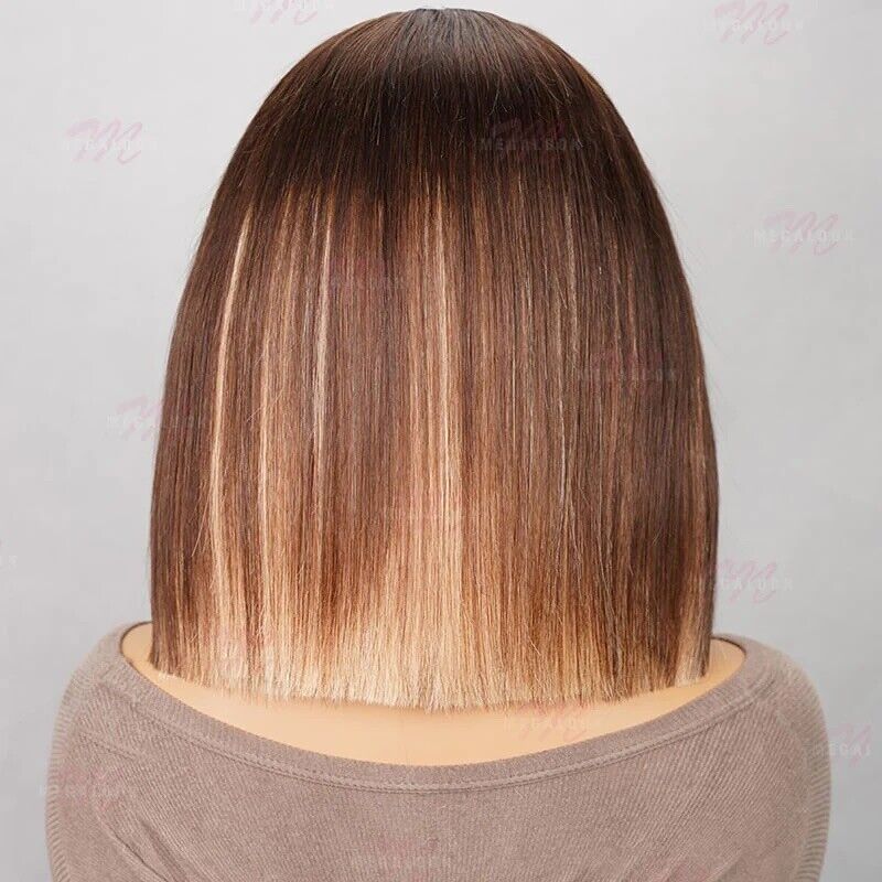 Human Hair Wigs Glueless Women Lace Front Straight Wear And Go Short Wig