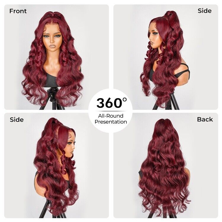 Chic Luxe Hair Glueless Pre-Styled Half Ponytail Wear Go Wavy Wig | 99j | 100% Human Hair