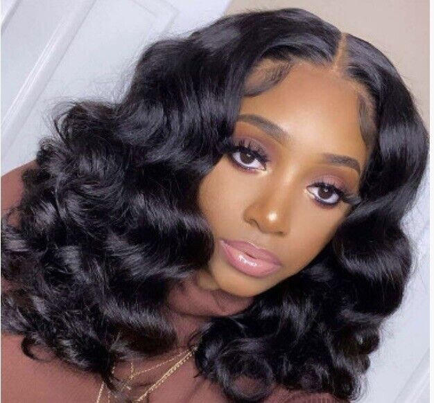 Glueless Ready To Wear Human Hair Wigs Lace Front Wand Curl Short Wig Women